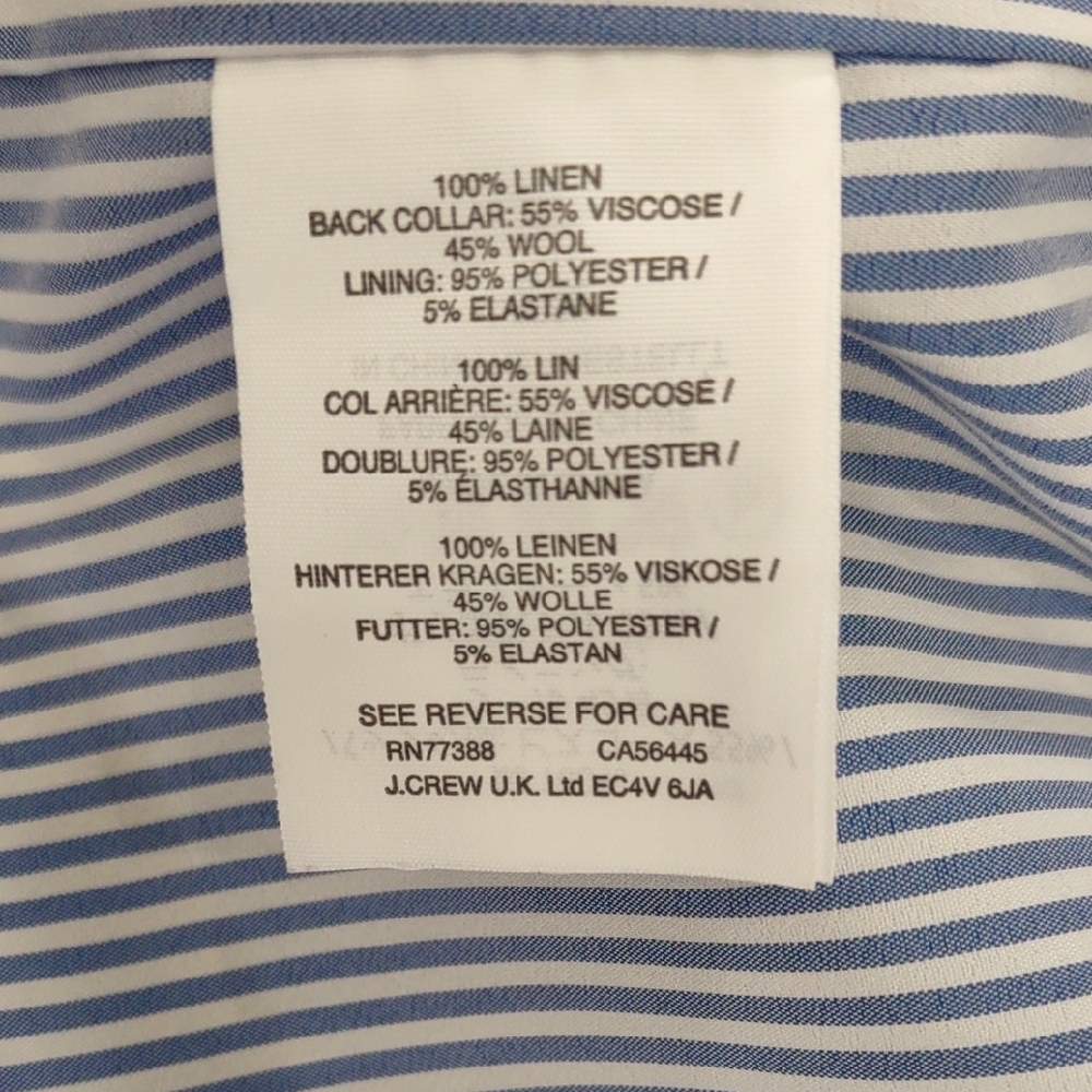 J. Crew Blue and White Plaid , Linen Blazer, Size 8 - Picture 17 of 17